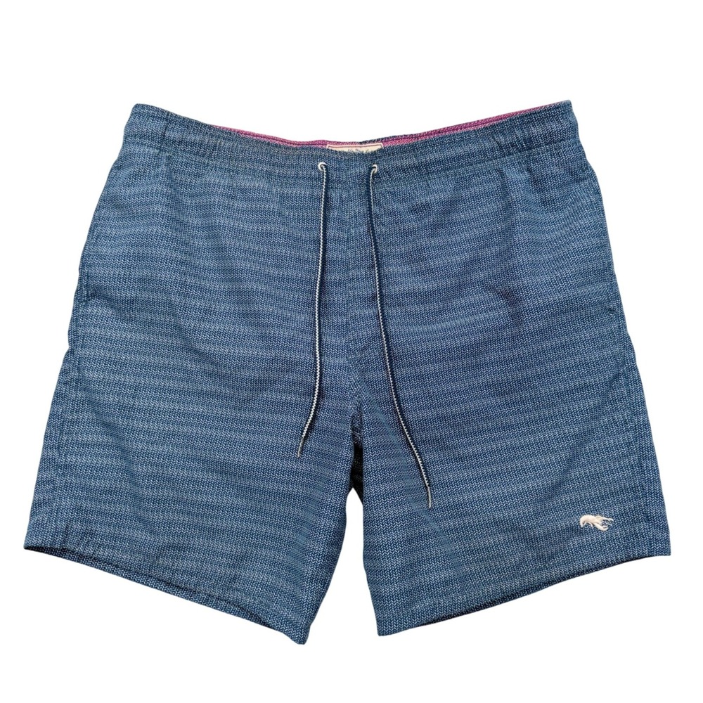Ted Baker Swim Shorts Sz L 4 Blue Herringbone Lobster Print Trunks Drawstring
